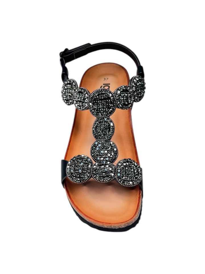 sandalo donna in pelle nera