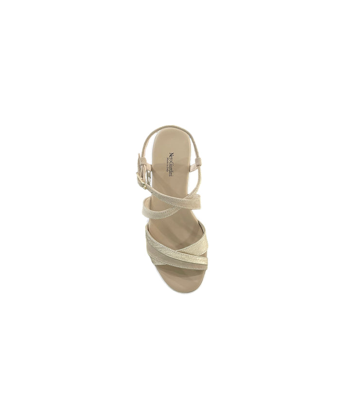 sandali donna pelle nerogiardini art. e307710d415 platino-sabbia