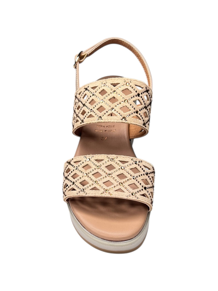 sandalo donna in pelle beige