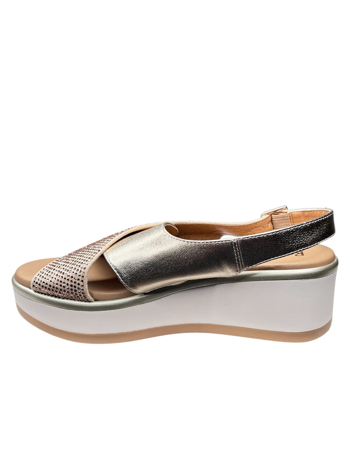 sandalo donna in pelle platino