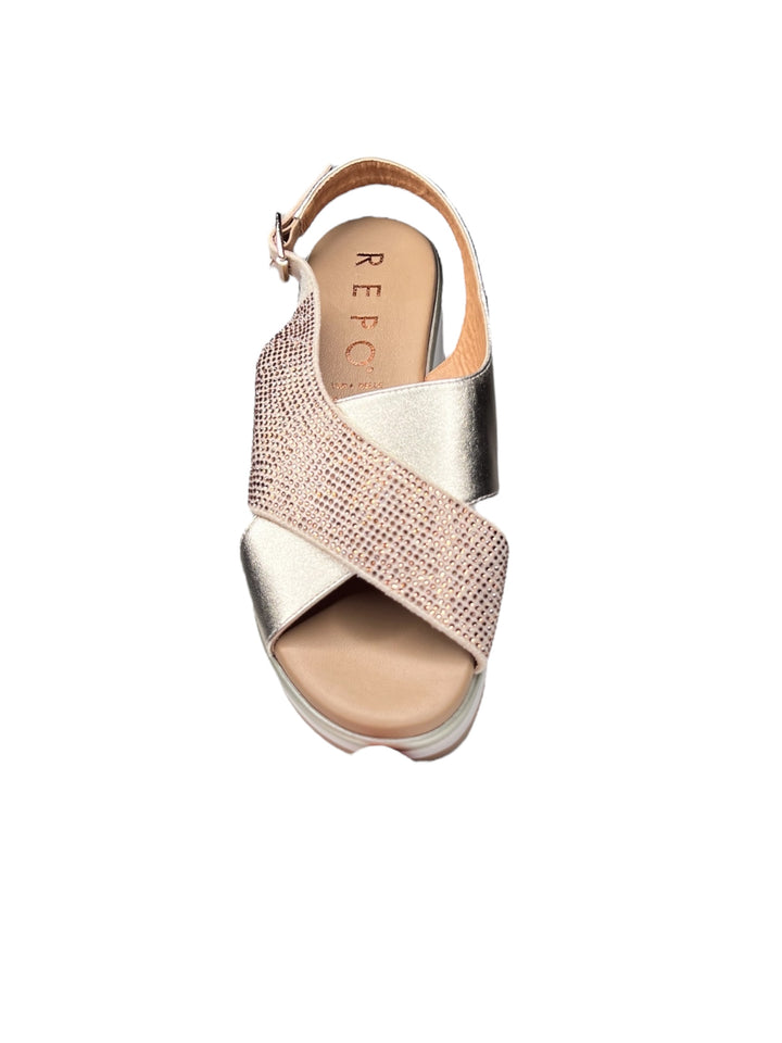 sandalo donna in pelle platino