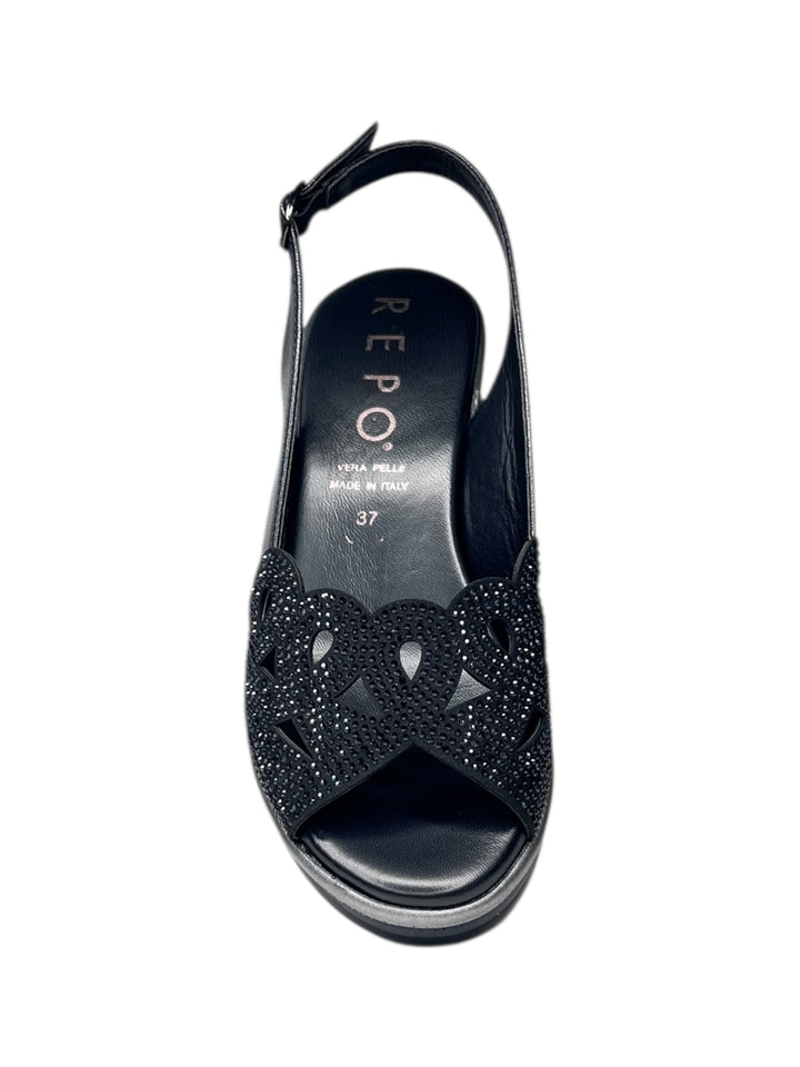 sandalo donna in pelle nero