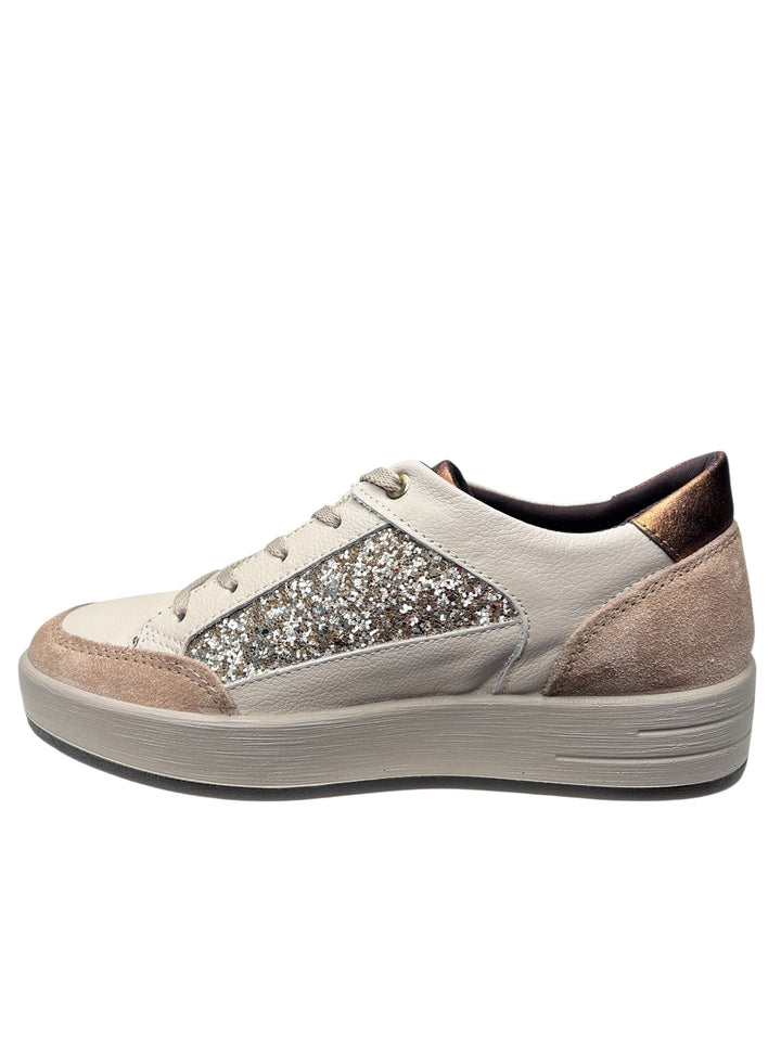 sneaker donna pelle avorio-beige