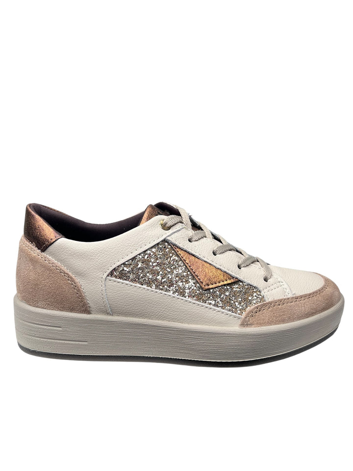 sneaker donna pelle avorio-beige