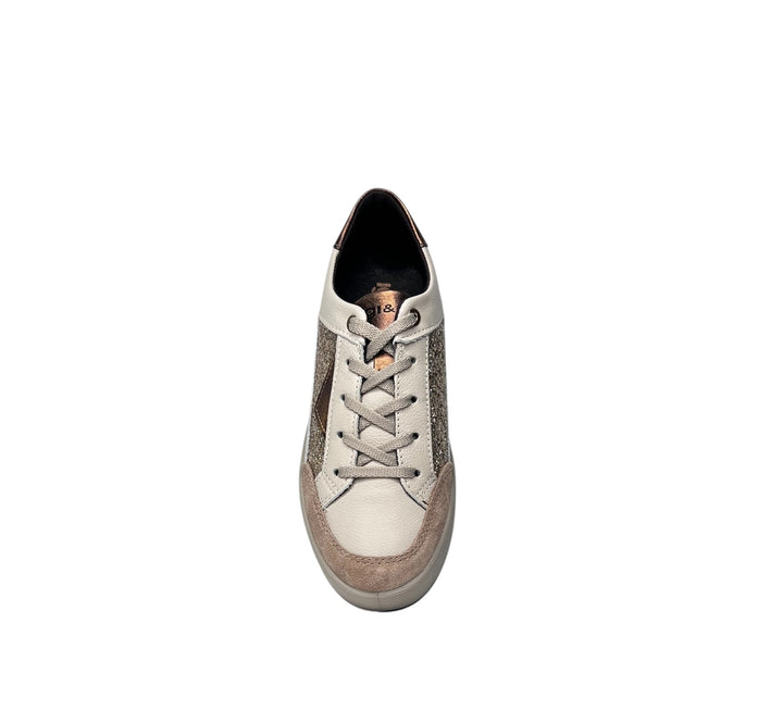 sneaker donna pelle avorio-beige