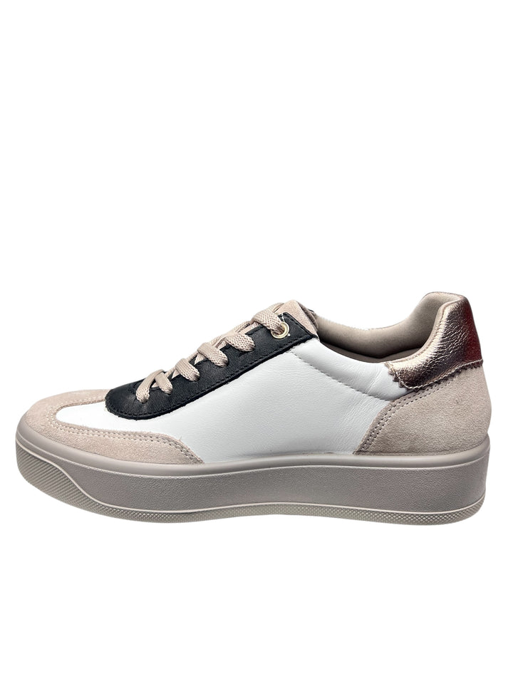 sneaker donna pelle visone-bianco
