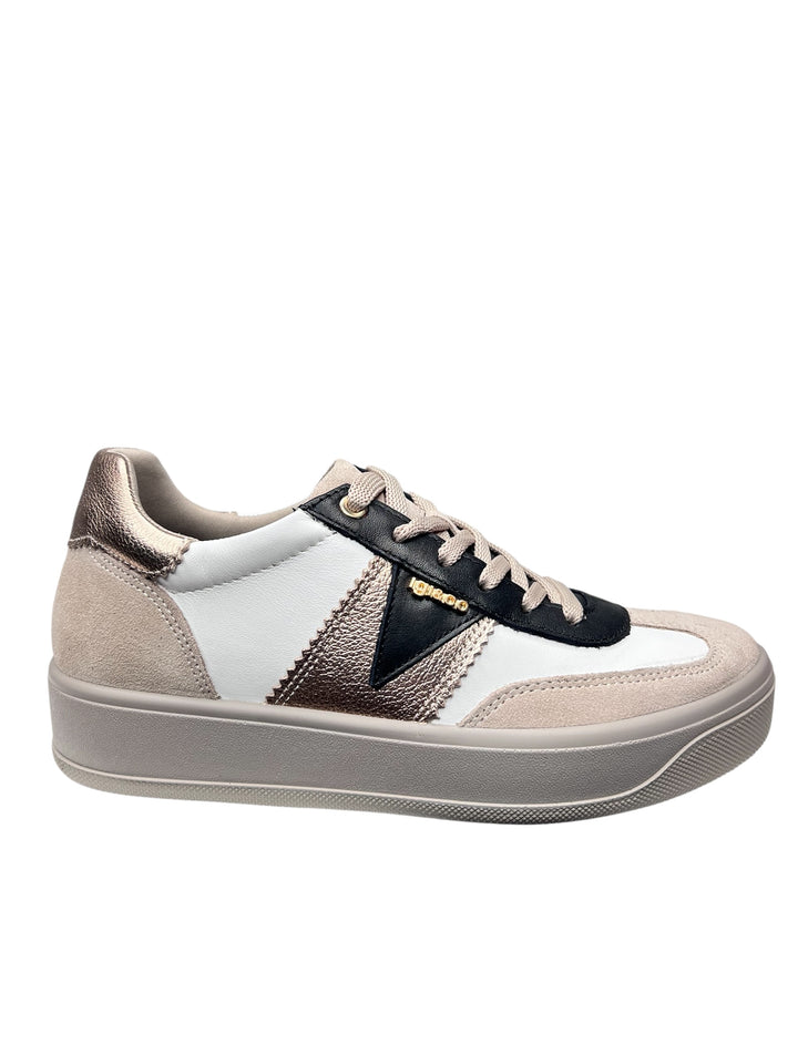 sneaker donna pelle visone-bianco