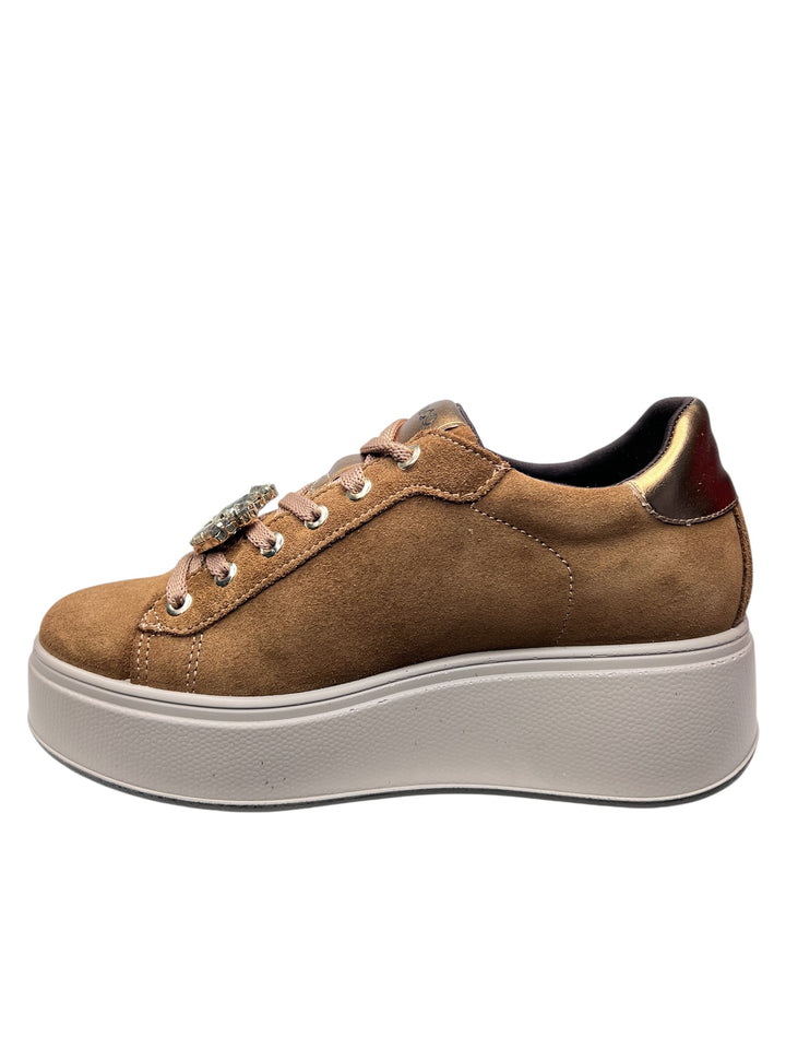 sneaker donna pelle cognac