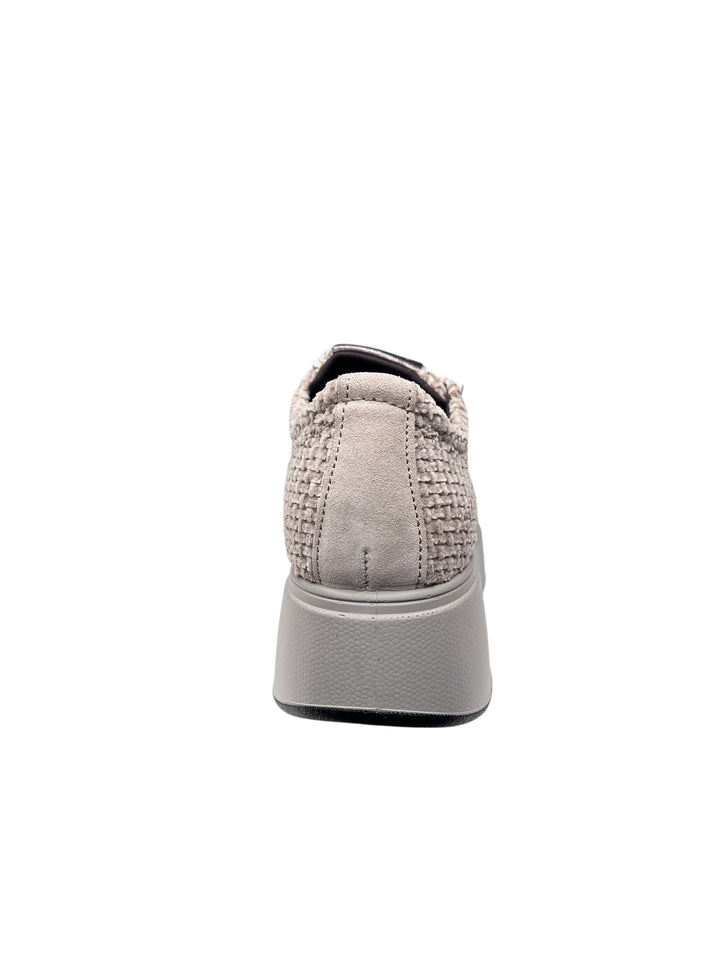 sneaker donna pelle-tessuto beige