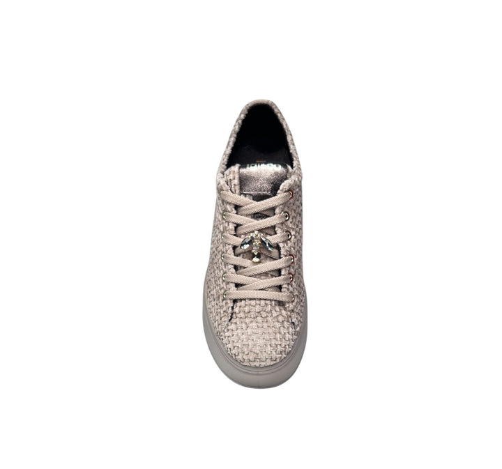 sneaker donna pelle-tessuto beige