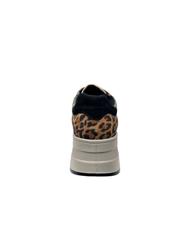 sneaker donna pelle-velluto nero-verde