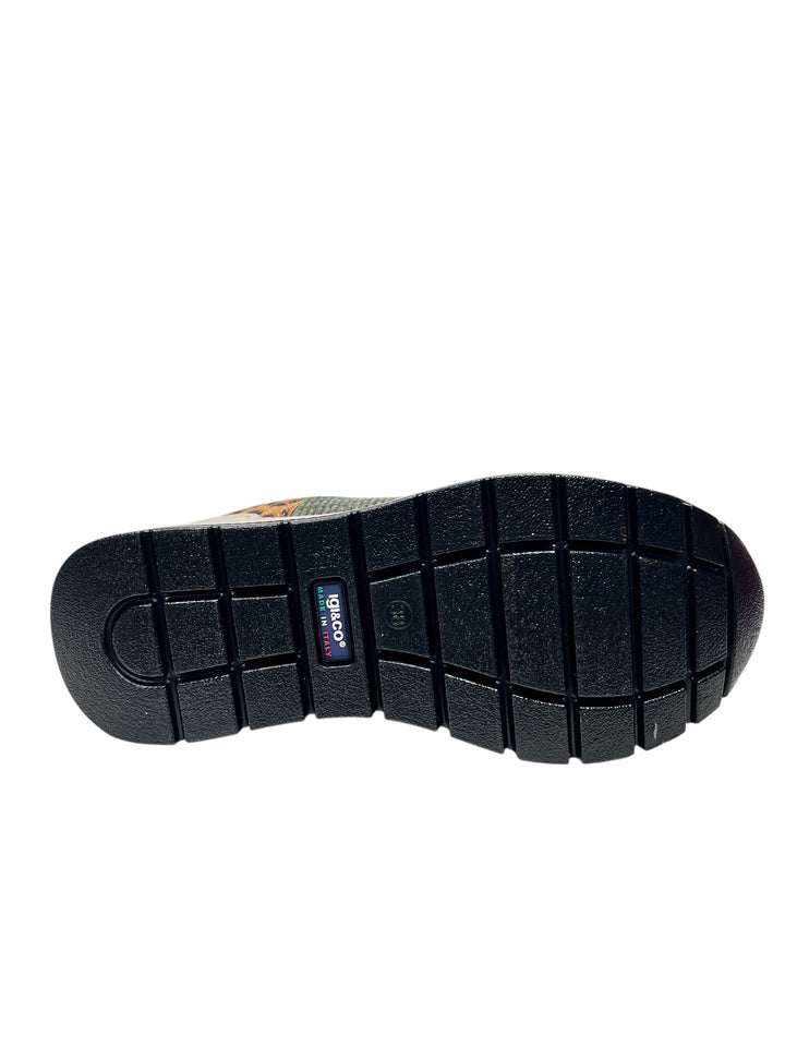 sneaker donna pelle-velluto nero-verde
