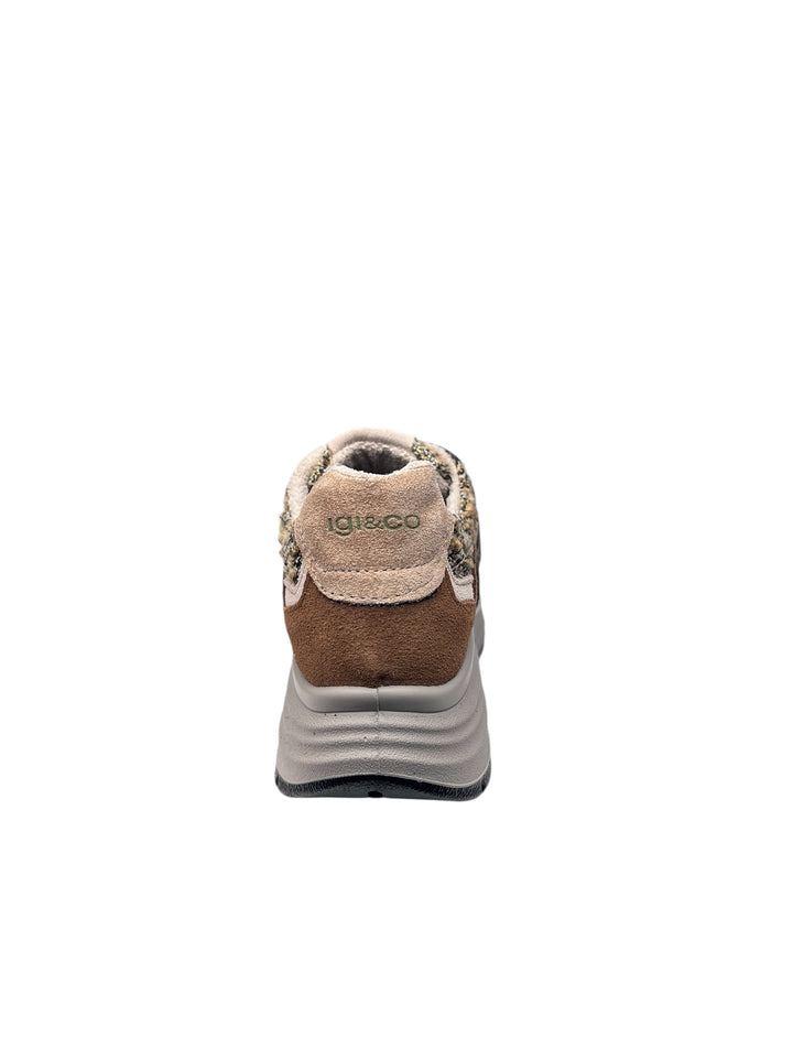 sneaker donna pelle beige-marrone