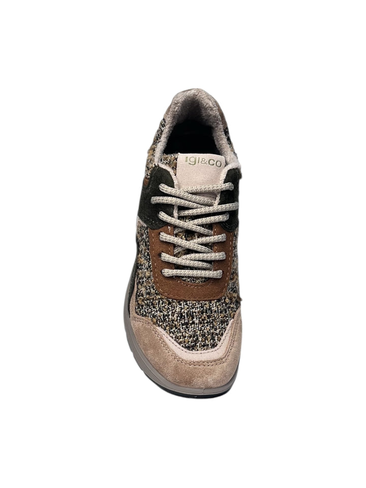 sneaker donna pelle beige-marrone