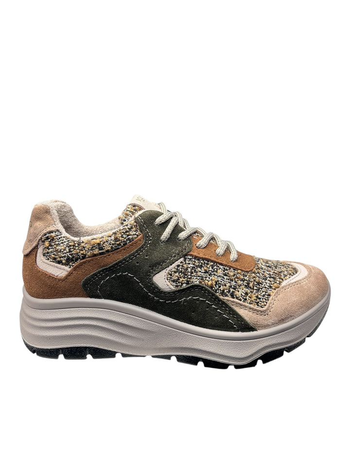 sneaker donna pelle beige-marrone