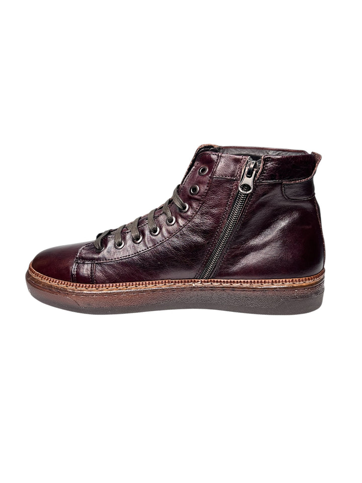 sneaker alta uomo pelle mogano