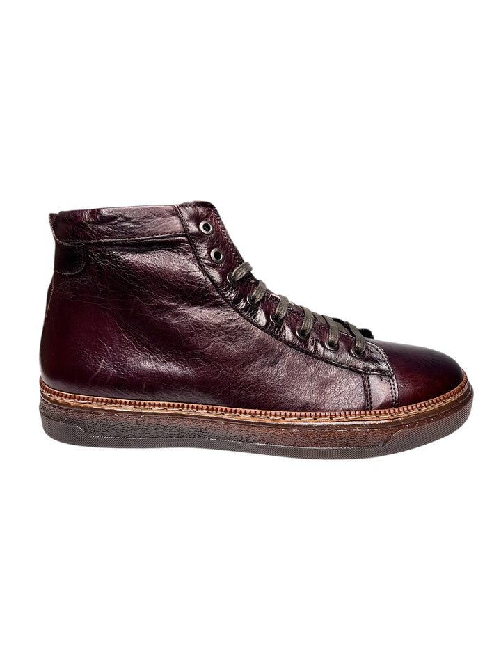 sneaker alta uomo pelle mogano