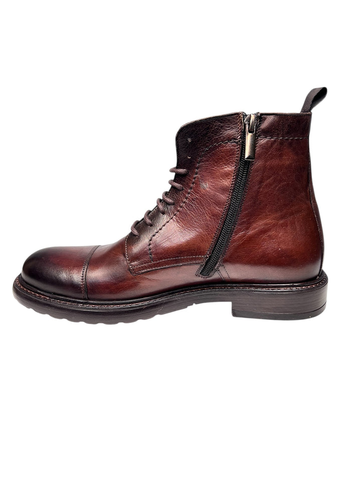 stivaletto allacciato uomo pelle legno