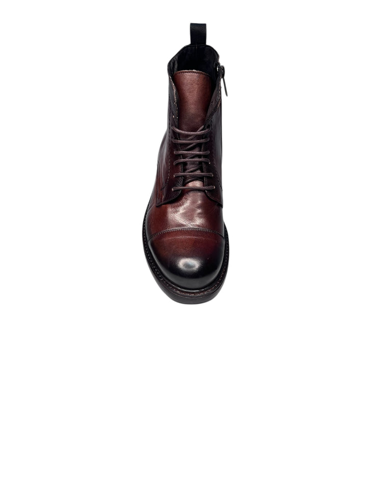 stivaletto allacciato uomo pelle legno