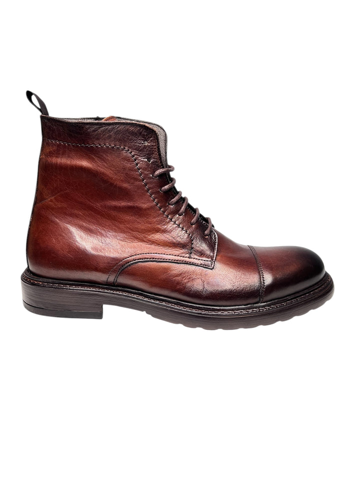 stivaletto allacciato uomo pelle legno