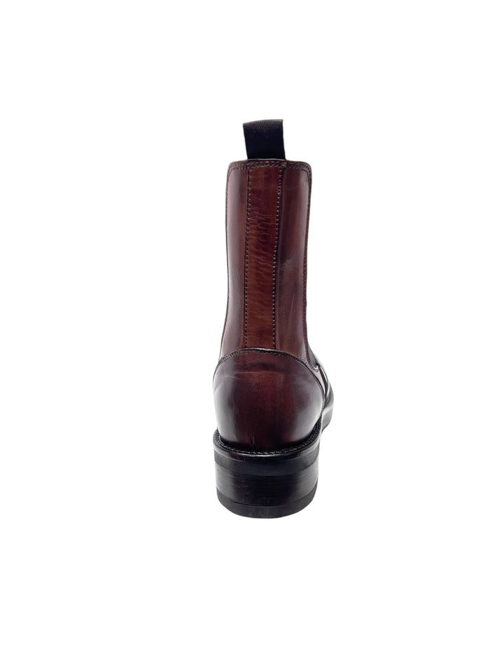 stivaletti beatles stile inglese donna pelle exton art.ae83 mogano