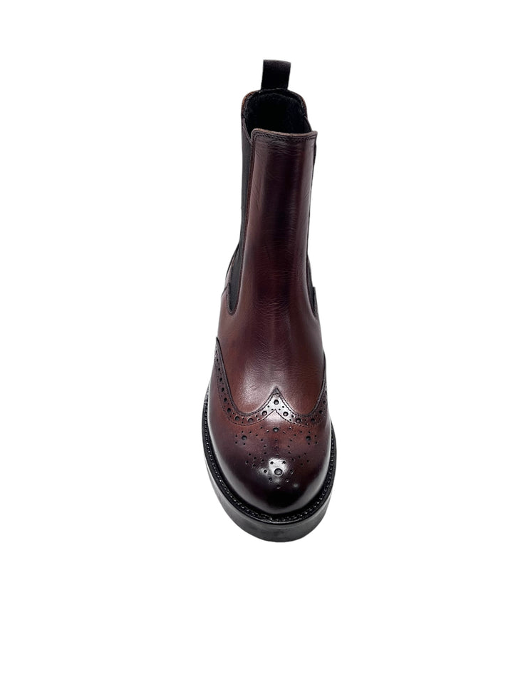 stivaletti beatles stile inglese donna pelle exton art.ae83 mogano