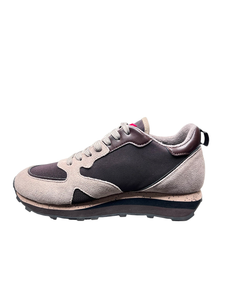 sneakers uomo pelle-tela alberto guardiani art.agm040006 taupe-brown
