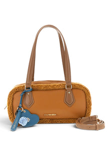 bauletto effetto shearling da donna cafènoir art.c3nf1133 marrone