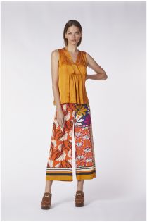 blusa smanicata con ricamo allo scollo cafènoir art.c7jc0090z022 papaya