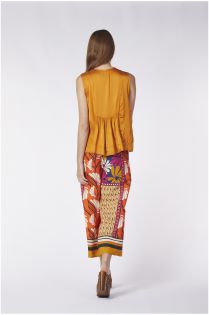 blusa smanicata con ricamo allo scollo cafènoir art.c7jc0090z022 papaya