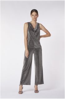 top scollo a goccia tessuto lurex  cafènoir art.c7jc0098x005 piombo