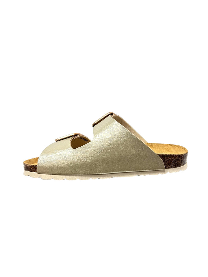 ciabatte doppia fibbia donna re-soft grunland sara art.cb2242 platino