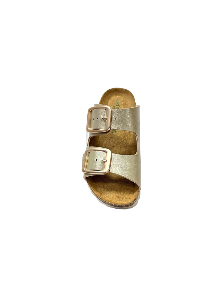 ciabatte doppia fibbia donna re-soft grunland sara art.cb2242 platino