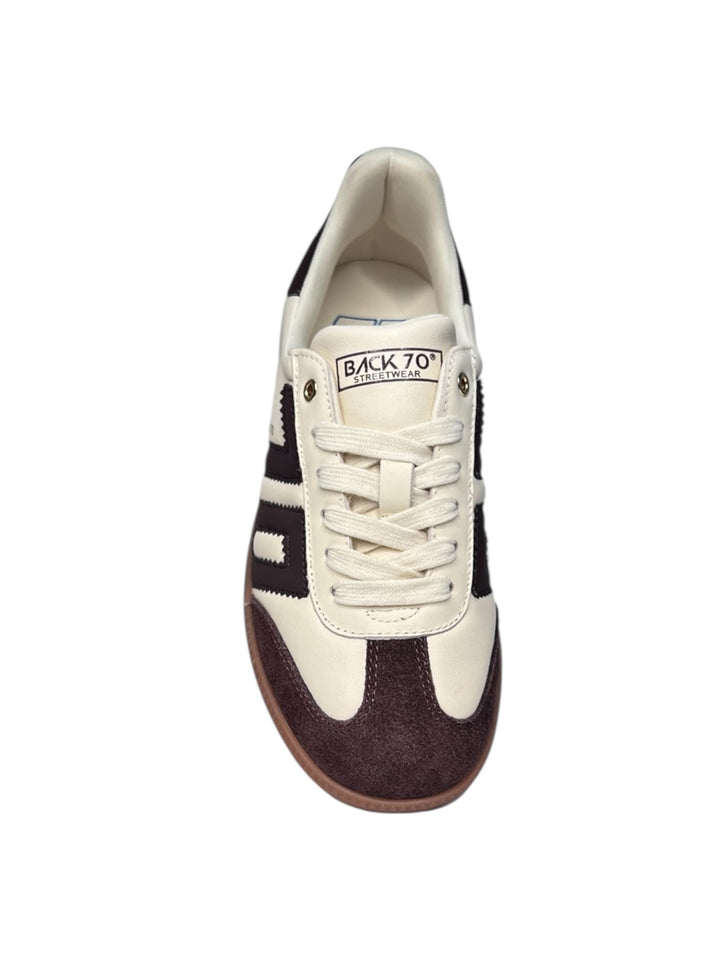 sneaker donna pelle latte-caffè