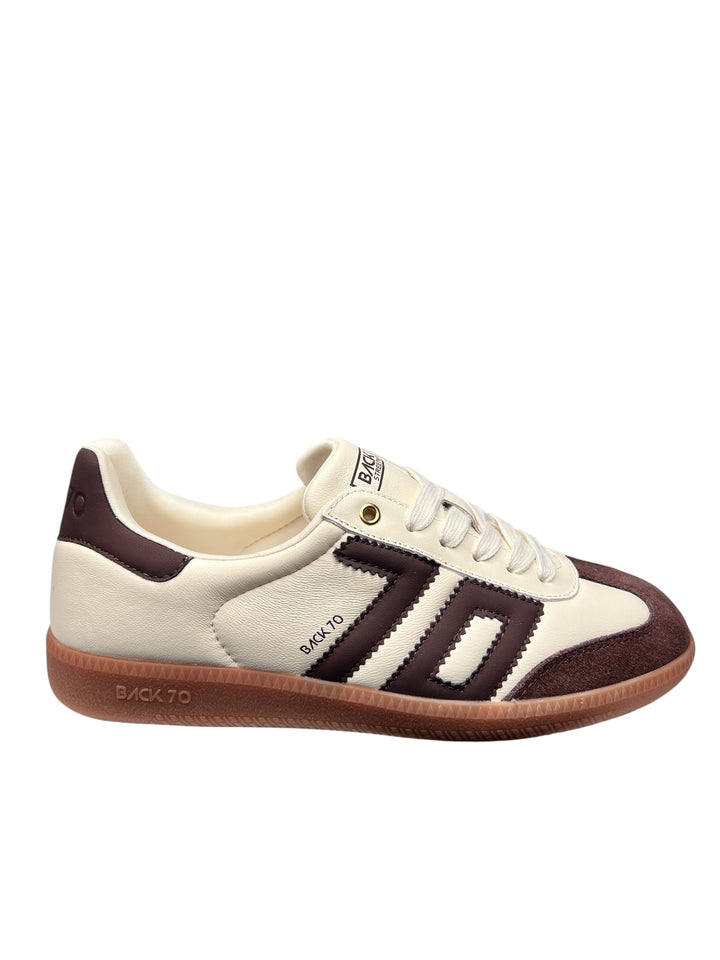 sneaker donna pelle latte-caffè