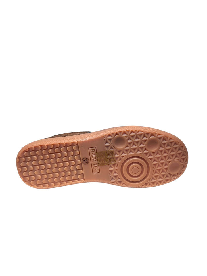 sneaker donna pelle taupe-azzurro