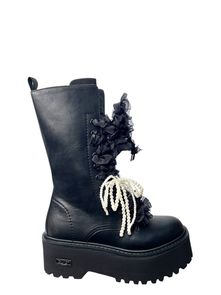 anfibio platform donna pelle nero