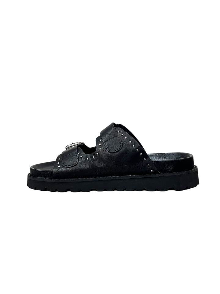 sandali ciabatte doppia fibbia cult donna pelle art.clw425100 black