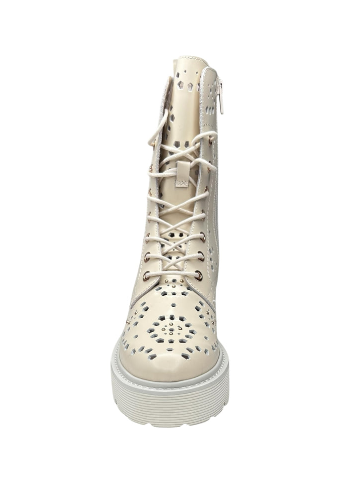 anfibi traforati donna pelle cult slash 4448 mid art. clw444801 off white