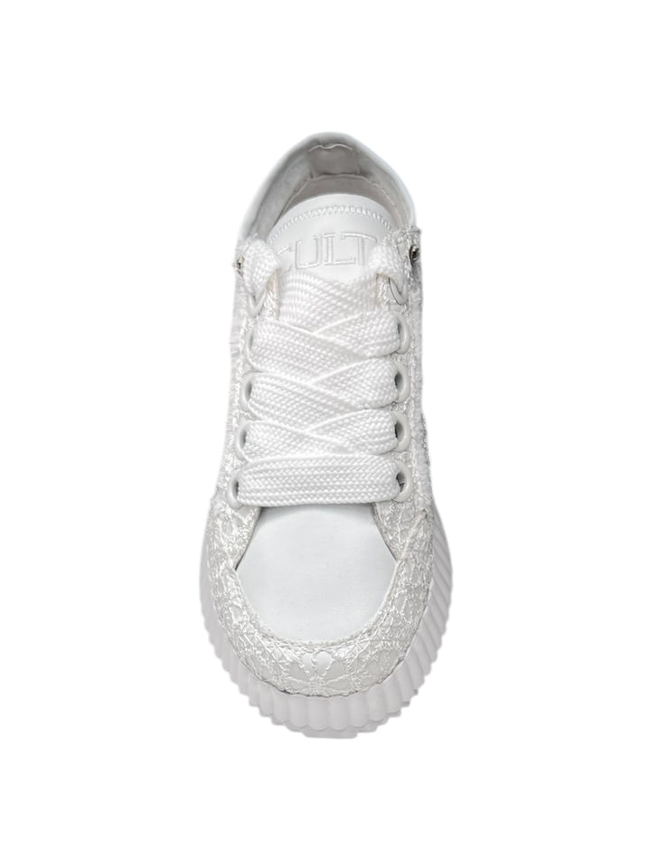sneaker donna pelle-tela bianca