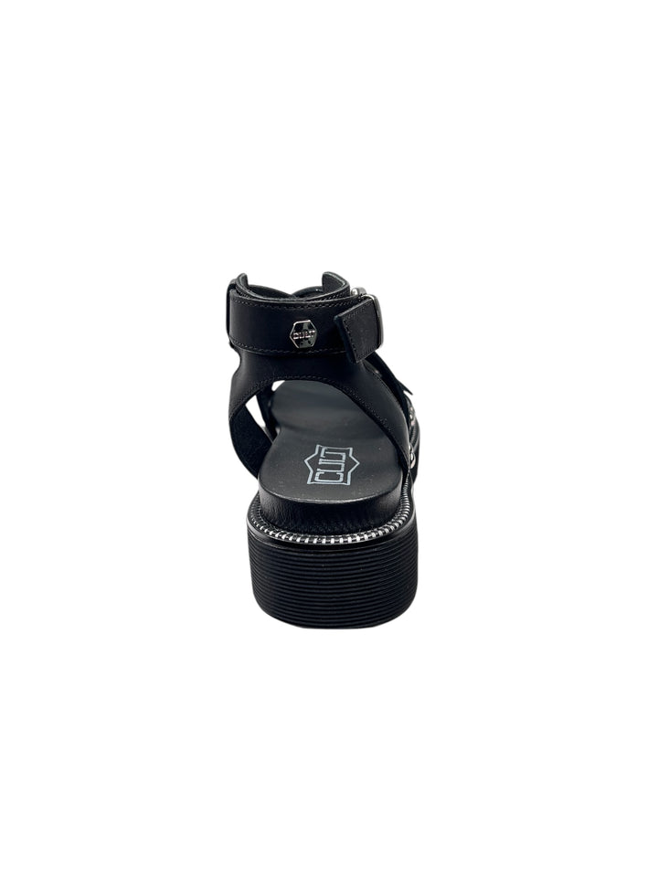 sandalo donna in pelle nera