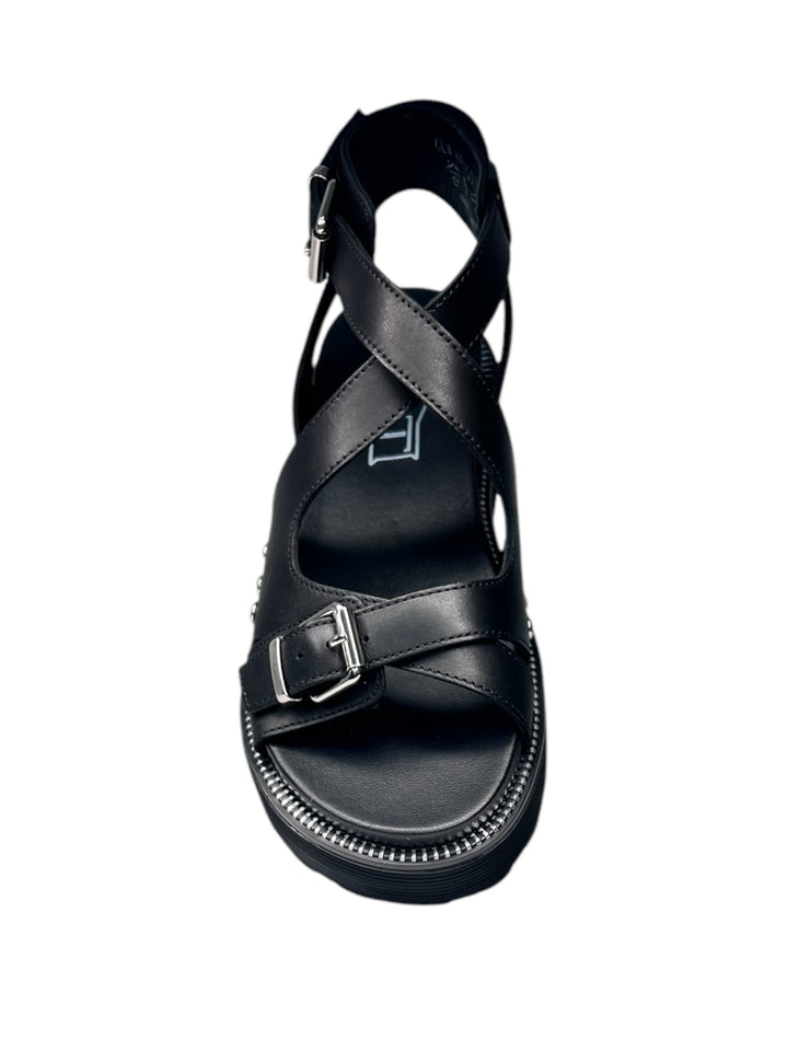 sandalo donna in pelle nera