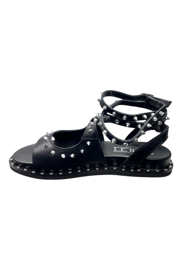 sandalo donna in pelle nera