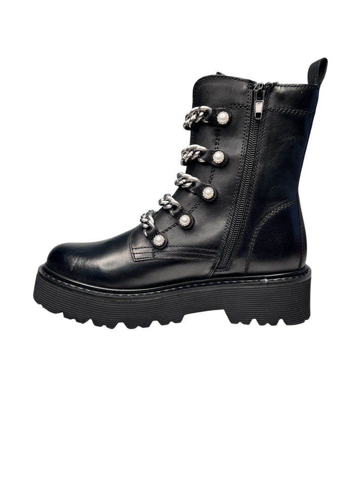 anfibio catena donna pelle nero