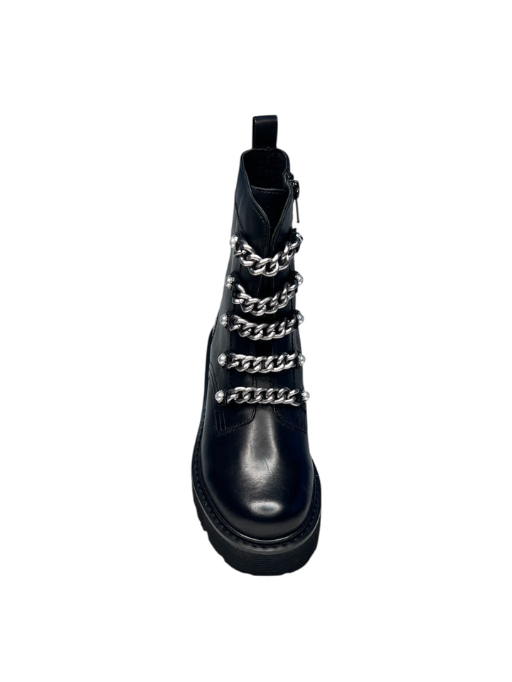 anfibio catena donna pelle nero