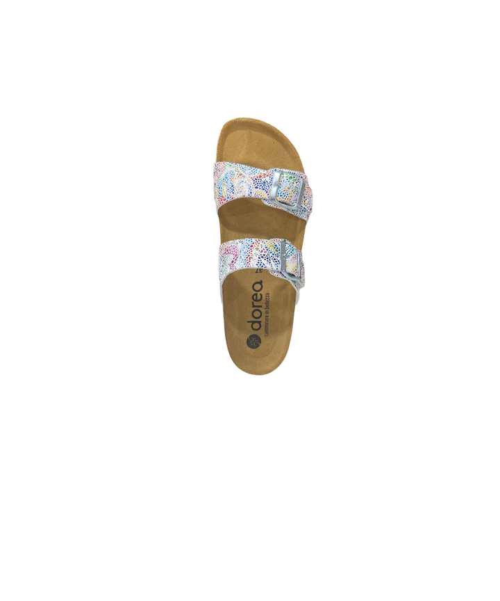 ciabatta donna dorea art. cn366g bianco multicolor