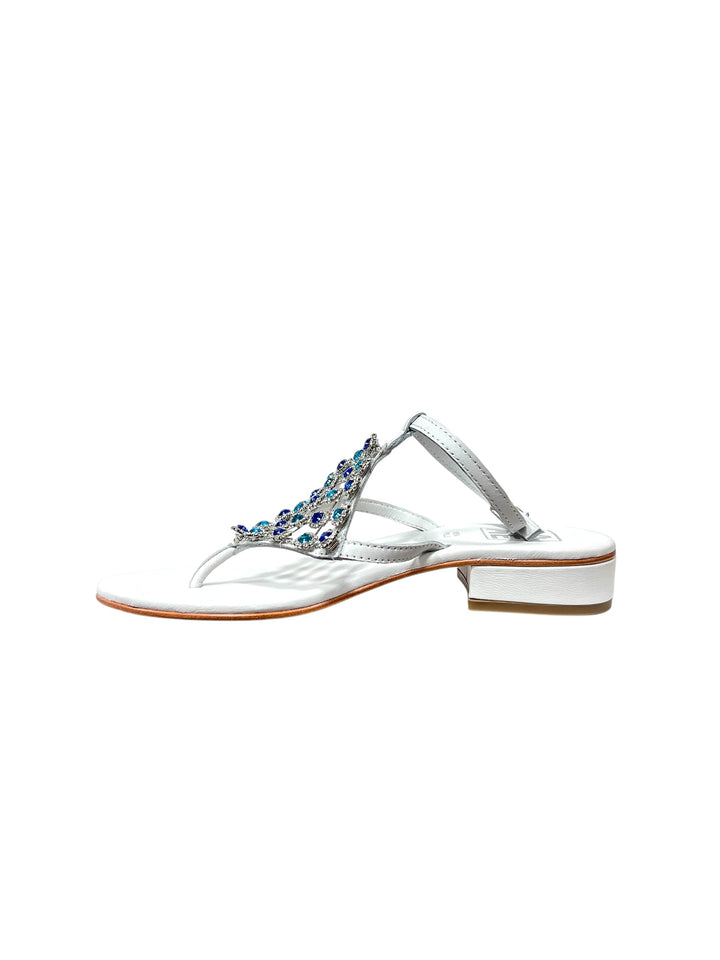 sandali infradito gioiello pelle rame art.denver08 stone-bianco
