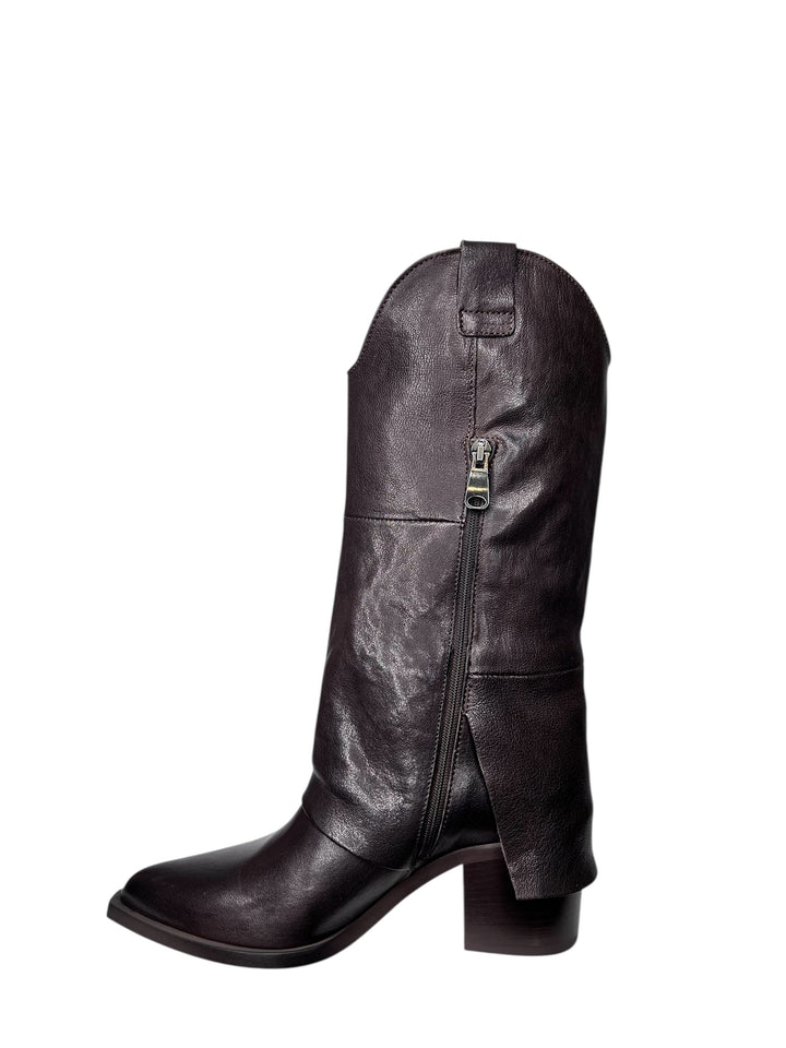 stivale donna pelle moka