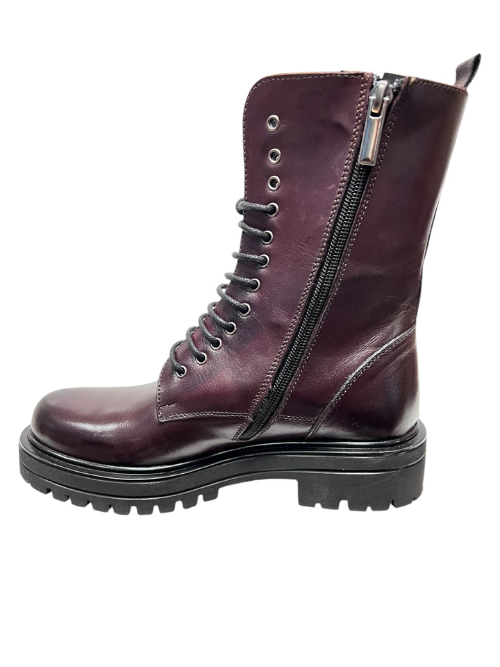stivaletti anfibi donna pelle exton art.dx297 bordeaux