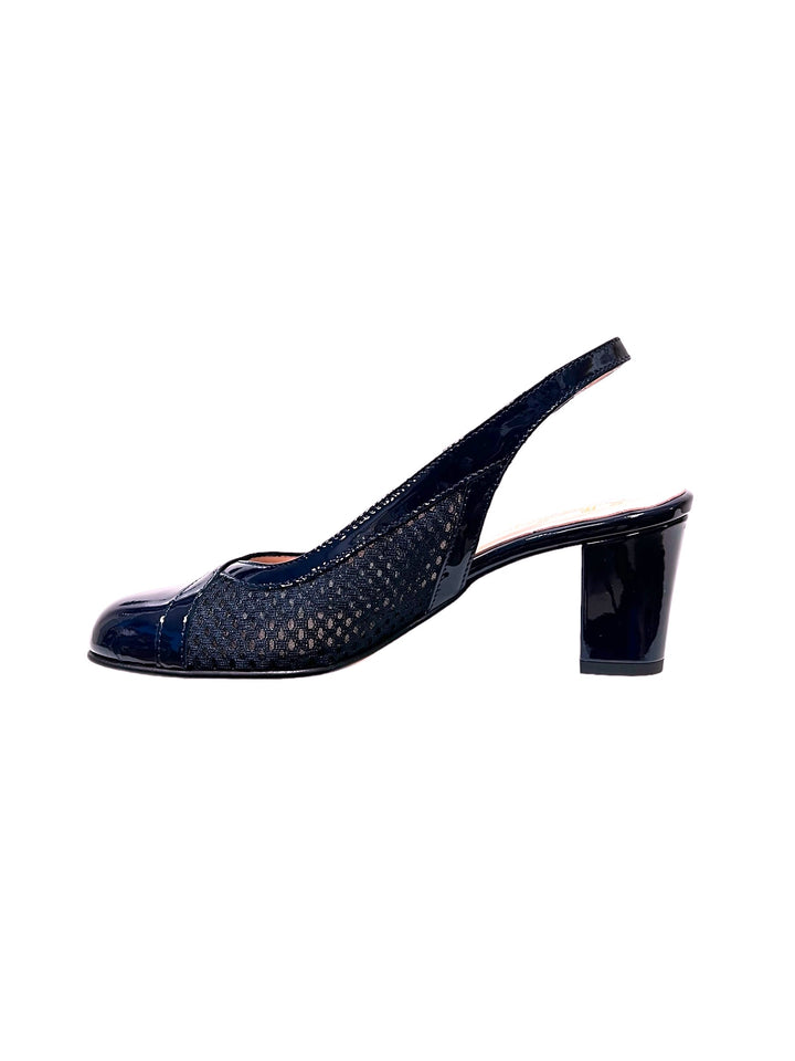 slingback donna pelle-tessuto soffice sogno art.e24030blu